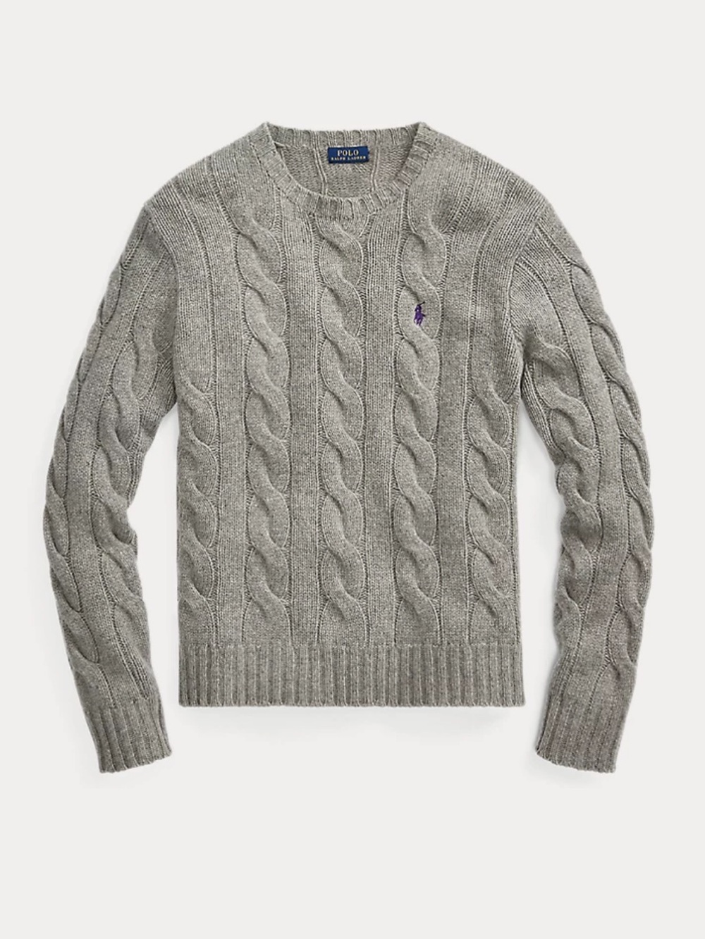 Polo Ralph Lauren Cable-Knit Wool Blend Sweater Gray Size Large